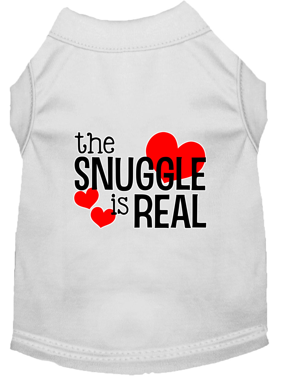 The Snuggle is Real Screen Print Dog Shirt White XL
